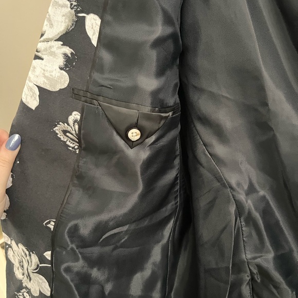 Tallia Men's Blazer Black White Floral Size 42R Linen Cotton - Picture 4 of 7